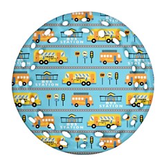 Buses-cartoon-pattern-vector Ornament (round Filigree)