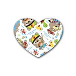 Vector-seamless-pattern-cute-fishing-animals-cartoon Rubber Coaster (Heart) Front