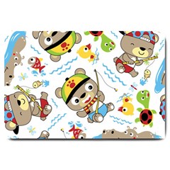 Vector-seamless-pattern-cute-fishing-animals-cartoon Large Doormat 