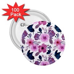 Purple-flower-butterfly-with-watercolor-seamless-pattern 2 25  Buttons (100 Pack) 