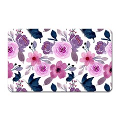 Purple-flower-butterfly-with-watercolor-seamless-pattern Magnet (rectangular)