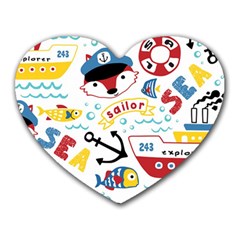 Seamless-pattern-vector-sailing-equipments-cartoon Heart Mousepads