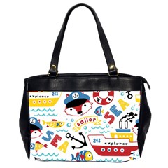 Seamless-pattern-vector-sailing-equipments-cartoon Oversize Office Handbag (2 Sides) by Jancukart