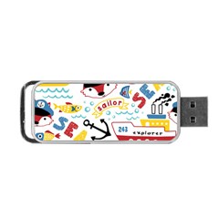 Seamless-pattern-vector-sailing-equipments-cartoon Portable Usb Flash (two Sides) by Jancukart