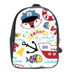 Seamless-pattern-vector-sailing-equipments-cartoon School Bag (xl) by Jancukart