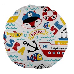 Seamless-pattern-vector-sailing-equipments-cartoon Large 18  Premium Flano Round Cushions by Jancukart