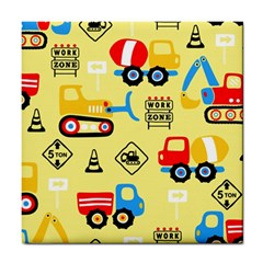 Seamless-pattern-vector-industrial-vehicle-cartoon Tile Coaster