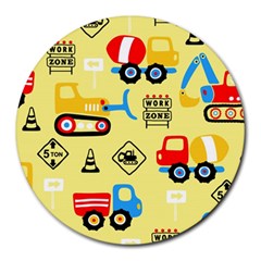 Seamless-pattern-vector-industrial-vehicle-cartoon Round Mousepads