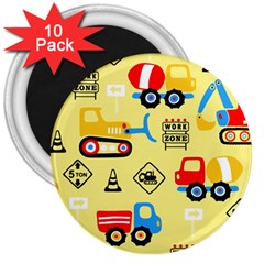 Seamless-pattern-vector-industrial-vehicle-cartoon 3  Magnets (10 Pack) 