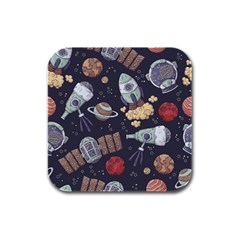 Hand-drawn-pattern-space-elements-collection Rubber Square Coaster (4 Pack)