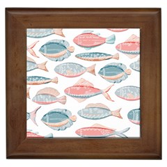 Hand-drawn-seamless-pattern-with-cute-fishes-doodle-style-pink-blue-colors Framed Tile