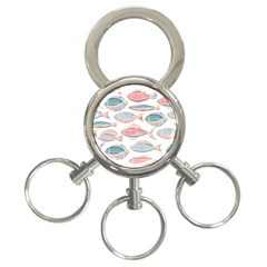 Hand-drawn-seamless-pattern-with-cute-fishes-doodle-style-pink-blue-colors 3-ring Key Chain