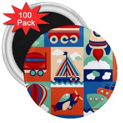 Toy-transport-cartoon-seamless-pattern-with-airplane-aerostat-sail-yacht-vector-illustration 3  Magnets (100 Pack)