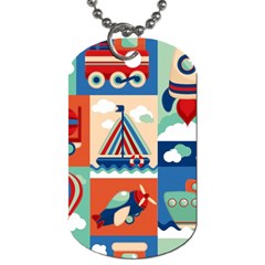 Toy-transport-cartoon-seamless-pattern-with-airplane-aerostat-sail-yacht-vector-illustration Dog Tag (two Sides)