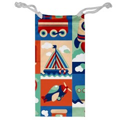 Toy-transport-cartoon-seamless-pattern-with-airplane-aerostat-sail-yacht-vector-illustration Jewelry Bag