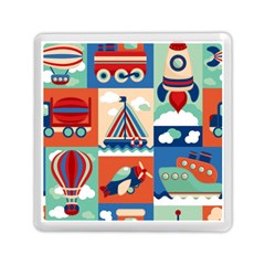 Toy-transport-cartoon-seamless-pattern-with-airplane-aerostat-sail-yacht-vector-illustration Memory Card Reader (square) by Jancukart