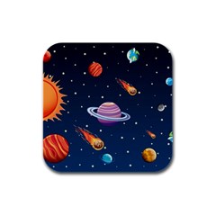 Background-template-with-bright-stars-dark-sky Rubber Square Coaster (4 Pack)