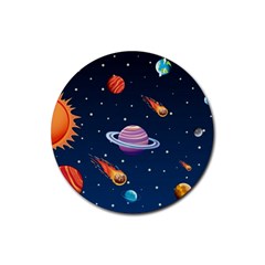 Background-template-with-bright-stars-dark-sky Rubber Round Coaster (4 Pack)