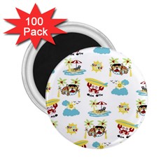 Vector-pattern-with-funny-animals-cartoon-summer-holiday-beach 2 25  Magnets (100 Pack) 