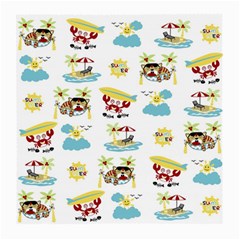 Vector-pattern-with-funny-animals-cartoon-summer-holiday-beach Medium Glasses Cloth