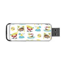 Vector-pattern-with-funny-animals-cartoon-summer-holiday-beach Portable Usb Flash (one Side) by Jancukart