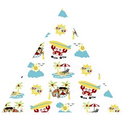 Vector-pattern-with-funny-animals-cartoon-summer-holiday-beach Wooden Puzzle Triangle