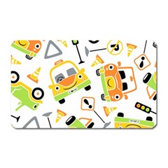 Seamless-pattern-vector-illustration-vehicles-cartoon Magnet (rectangular)