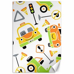 Seamless-pattern-vector-illustration-vehicles-cartoon Canvas 20  X 30 