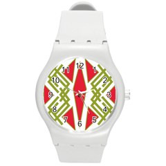 Abstract Pattern Geometric Backgrounds Round Plastic Sport Watch (m) by Eskimos