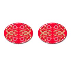 Folk Flowers Print Floral Pattern Ethnic Art Cufflinks (oval)