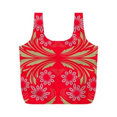 Folk Flowers Print Floral Pattern Ethnic Art Full Print Recycle Bag (m) by Eskimos