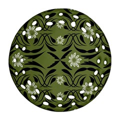 Folk Flowers Print Floral Pattern Ethnic Art Round Filigree Ornament (two Sides) by Eskimos