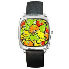 Fruit Food Wallpaper Square Metal Watch