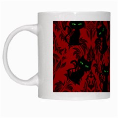 Halloween Goth Cat Pattern In Blood Red White Mug by InPlainSightStyle