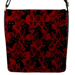 Halloween Goth Cat Pattern In Blood Red Flap Closure Messenger Bag (s) by InPlainSightStyle