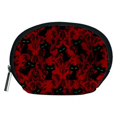 Halloween Goth Cat Pattern In Blood Red Accessory Pouch (medium) by InPlainSightStyle