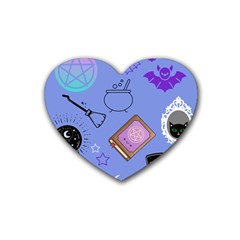 Pastel Goth Witch Blue Rubber Coaster (heart) by InPlainSightStyle