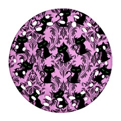 Pink Cats Ornament (round Filigree)