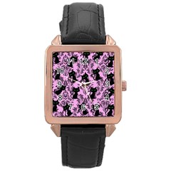 Pink Cats Rose Gold Leather Watch 