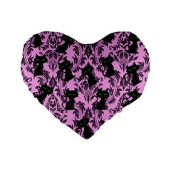 Pink Cats Standard 16  Premium Flano Heart Shape Cushions