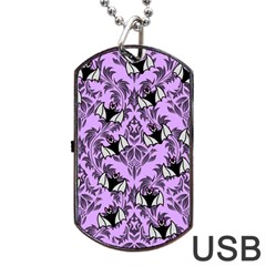 Purple Bats Dog Tag Usb Flash (two Sides) by InPlainSightStyle