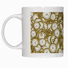 Vintage Clock Motif Pattern White Mug by dflcprintsclothing