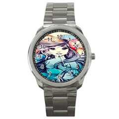 Beautifull Ariel Little Mermaid  Painting Sport Metal Watch by artworkshop