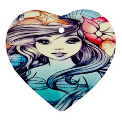Beautifull Ariel Little Mermaid  Painting Heart Ornament (two Sides) by artworkshop