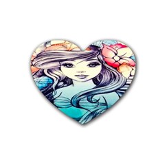 Beautifull Ariel Little Mermaid  Painting Rubber Coaster (heart)
