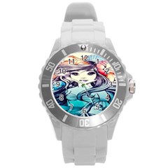 Beautifull Ariel Little Mermaid  Painting Round Plastic Sport Watch (l) by artworkshop