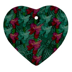 Rare Excotic Forest Of Wild Orchids Vines Blooming In The Calm Ornament (heart) by pepitasart