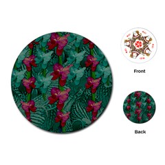 Rare Excotic Forest Of Wild Orchids Vines Blooming In The Calm Playing Cards Single Design (Round)