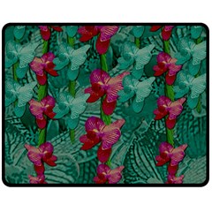 Rare Excotic Forest Of Wild Orchids Vines Blooming In The Calm Fleece Blanket (medium)  by pepitasart