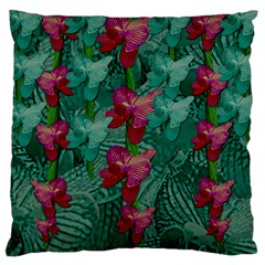 Rare Excotic Forest Of Wild Orchids Vines Blooming In The Calm Large Cushion Case (Two Sides)